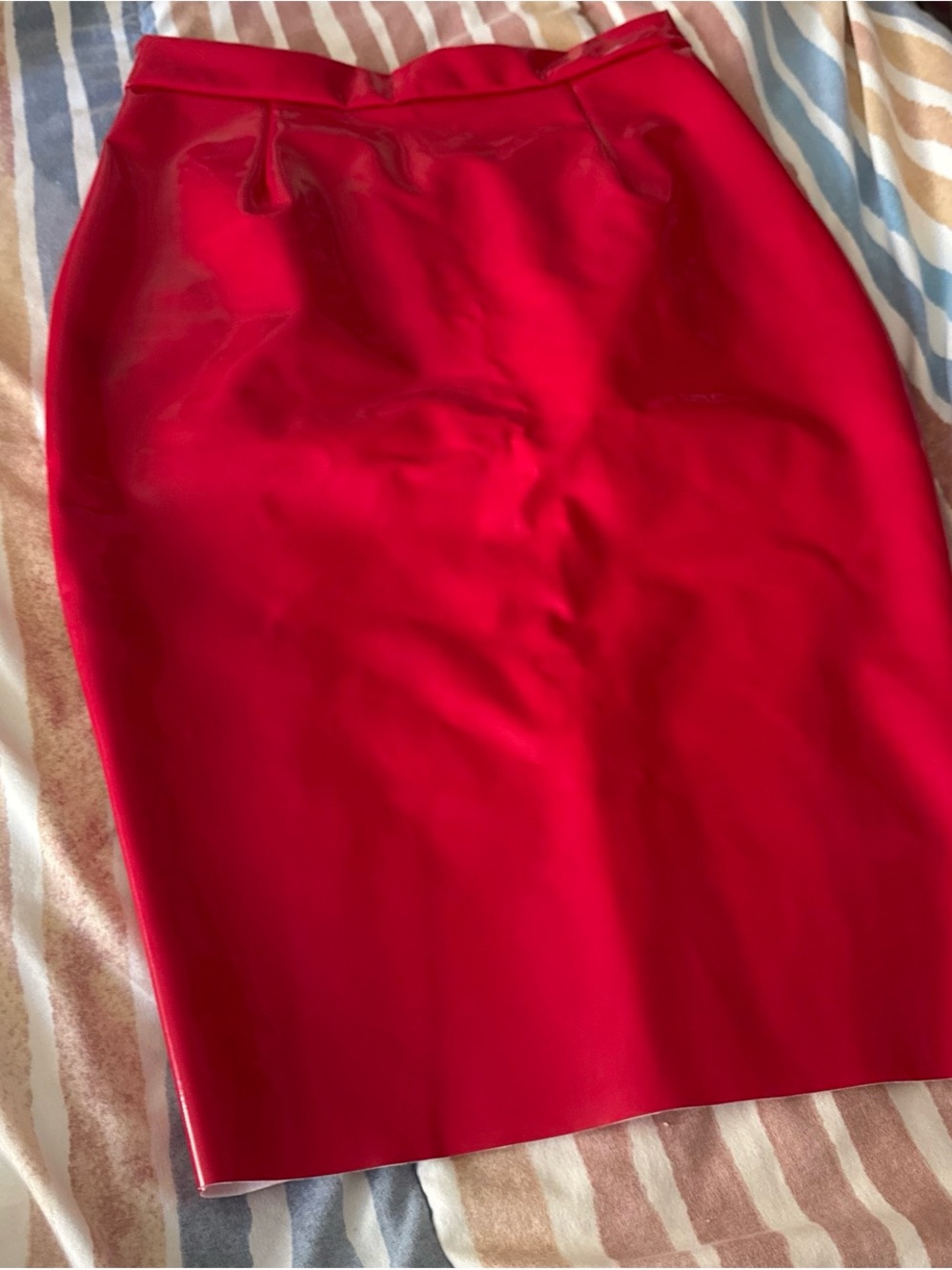 Meshki Red Mini Faux Leather Skirt